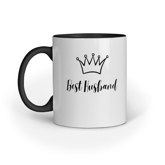 Mug with 'Best Husband' text and crown design on a white background